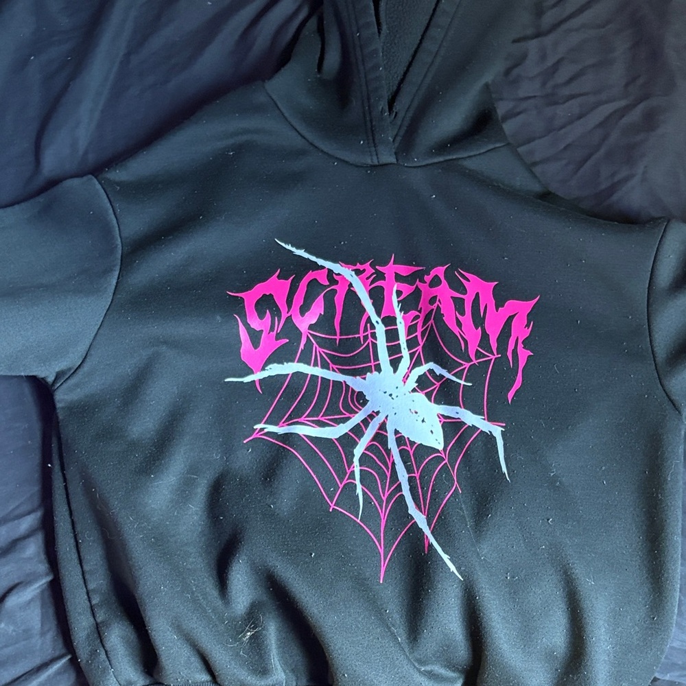 SHEIN Black Hoodie with Pink Accents